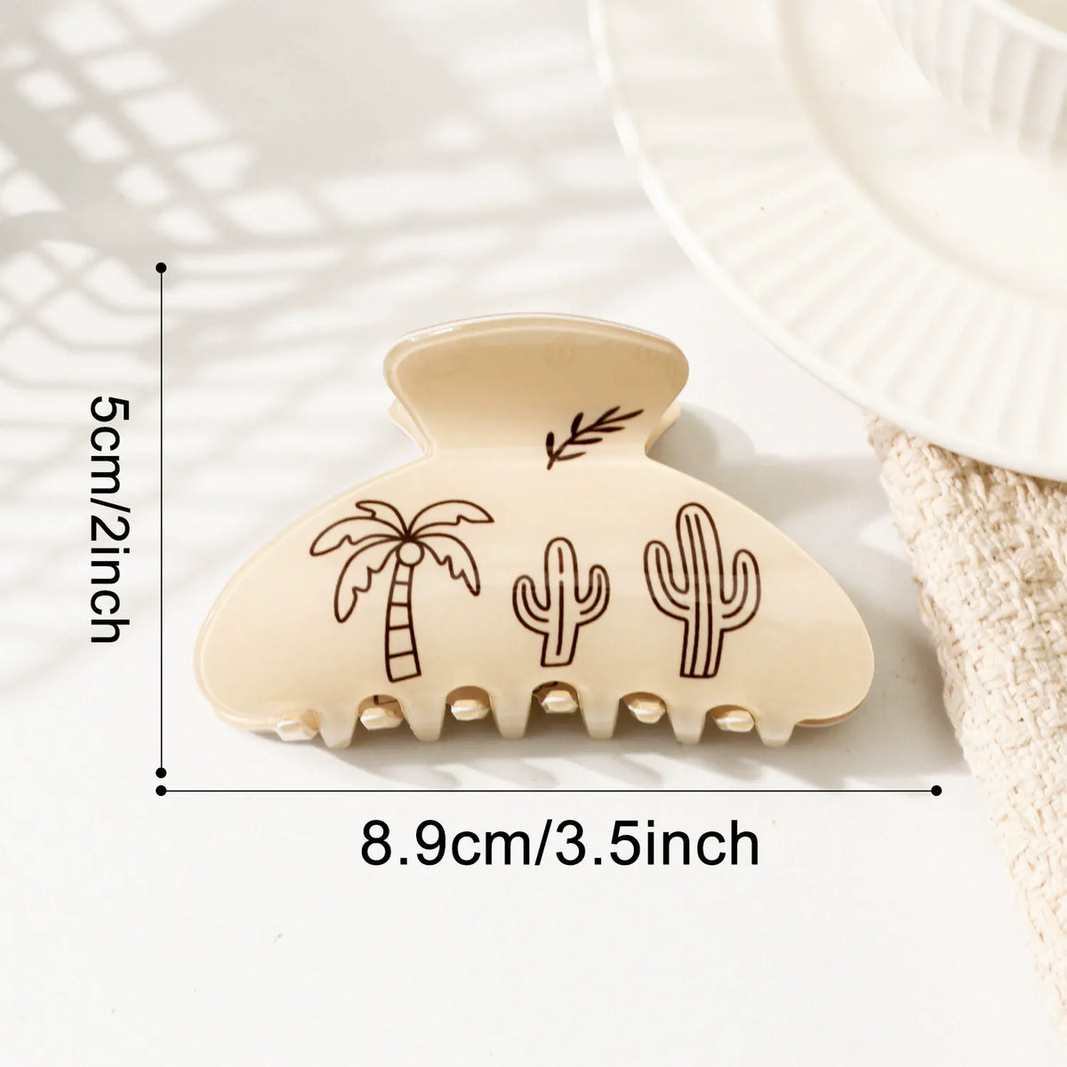 Tropical Palm Tree & Cactus Hair Clip - Minimalist PVC Hair Claw for Women & Girls  Lemonschunks