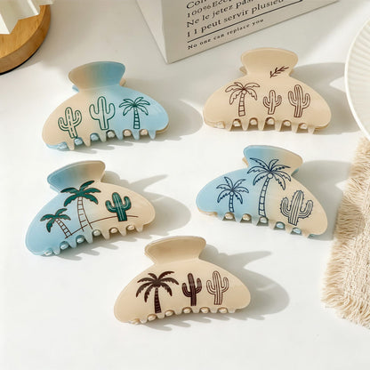 Tropical Palm Tree & Cactus Hair Clip - Minimalist PVC Hair Claw for Women & Girls  Lemonschunks