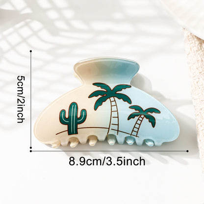 Tropical Palm Tree & Cactus Hair Clip - Light Blue PVC Hair Claw for Women & Girls  Lemonschunks