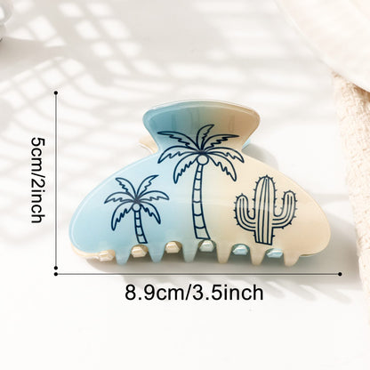 Tropical Palm Tree & Cactus Hair Clip - Light Pink PVC Hair Claw for Women & Girls  Lemonschunks