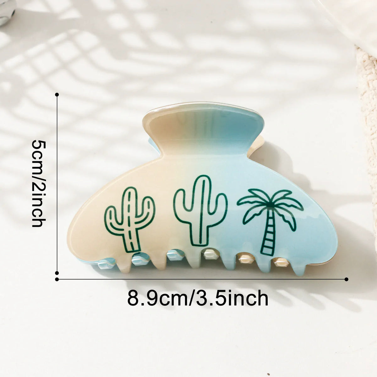 Tropical Palm Tree & Cactus Hair Clip - Mint Green PVC Hair Claw for Women & Girls  Lemonschunks