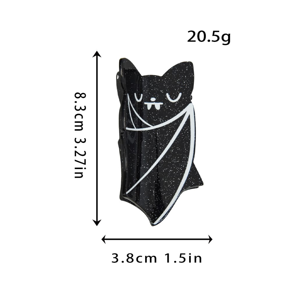 Halloween Bat Hair Claw Clip - Black & White Glitter Acrylic Hair Clip for Women  Lemonschunks