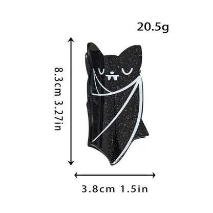 Halloween Bat Hair Claw Clip - Black & White Glitter Acrylic Hair Clip for Women  Lemonschunks