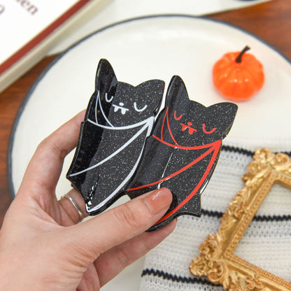 Halloween Bat Hair Claw Clip - Black & Red Glitter Acrylic Hair Clip for Women  Lemonschunks