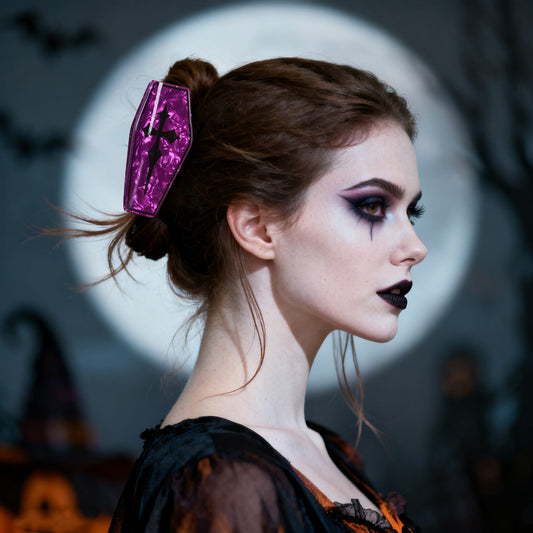 Halloween Coffin Hair Claw Clip - Dark Gothic PVC Quirky Mysterious Style A  Lemonschunks