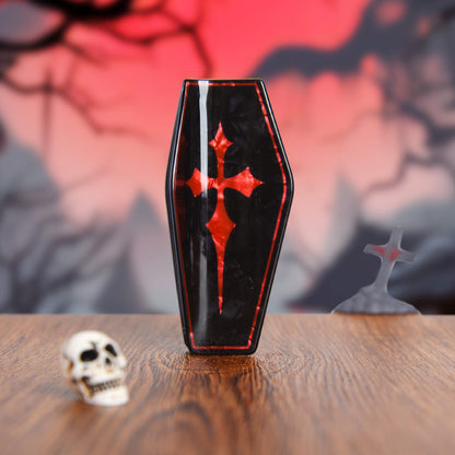 Halloween Coffin Hair Claw Clip - Dark Gothic Red Accent PVC Quirky Style B  Lemonschunks