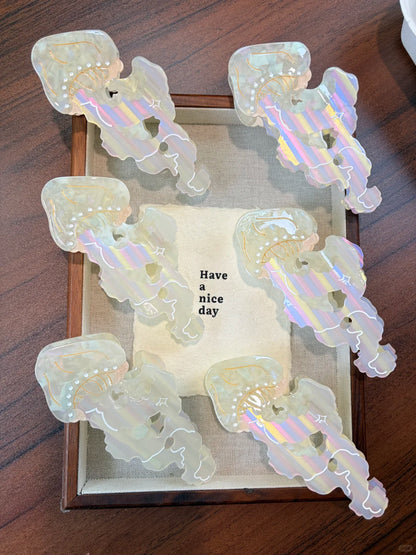 Pearl White Jellyfish Jumbo Hair Claw