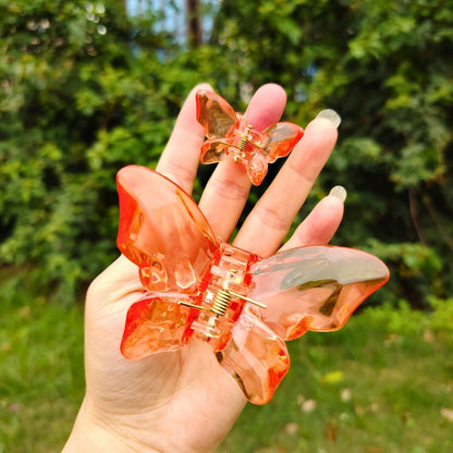Transparent Diamond  Pink Mother & Baby Butterfly Hair Claw Clips Set
