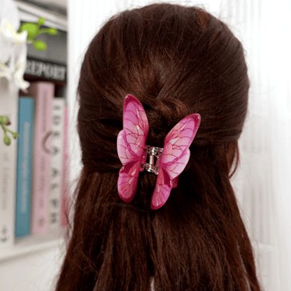 Pink Sea Ice Crystal Butterfly Hair Claw