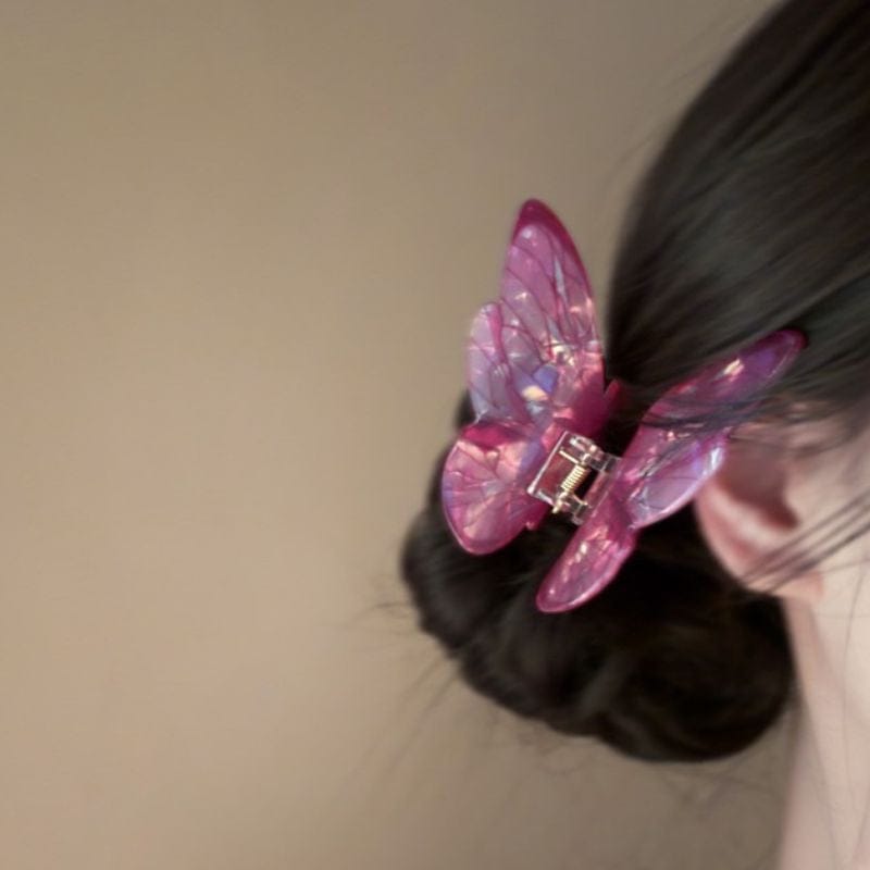 Pink Sea Ice Crystal Butterfly Hair Claw
