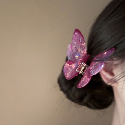 Pink Sea Ice Crystal Butterfly Hair Claw