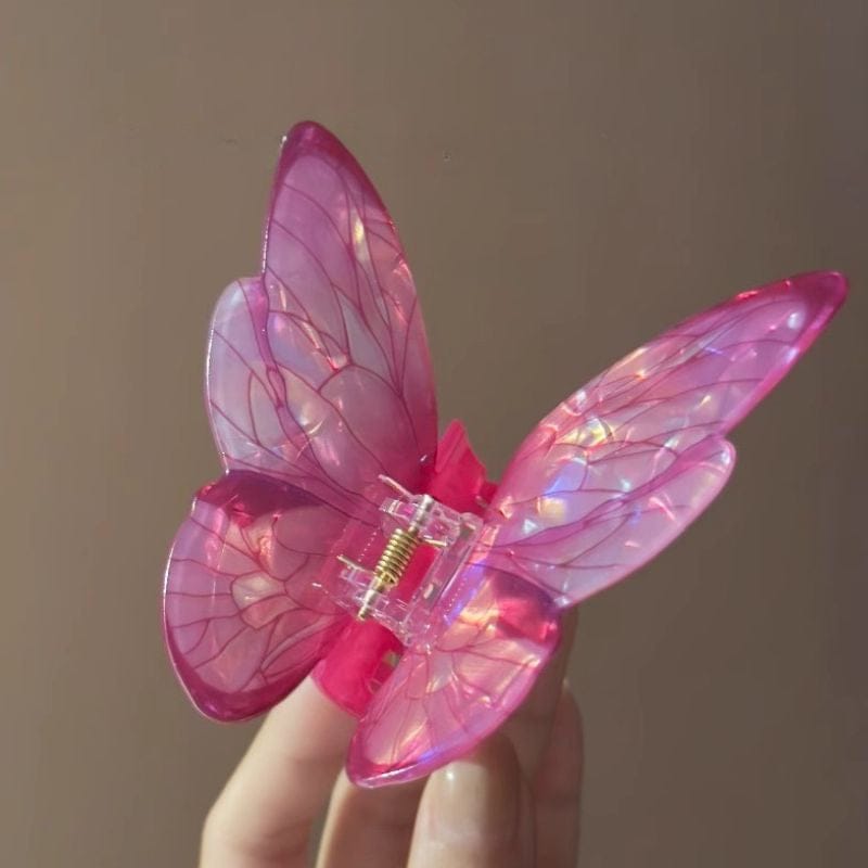 Pink Sea Ice Crystal Butterfly Hair Claw