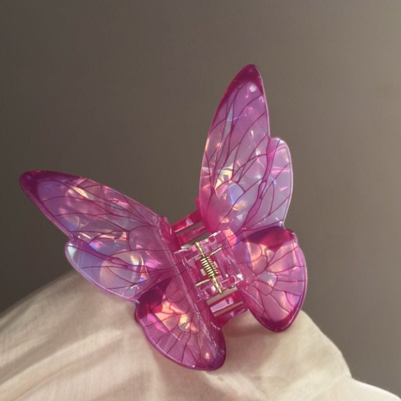 Pink Sea Ice Crystal Butterfly Hair Claw