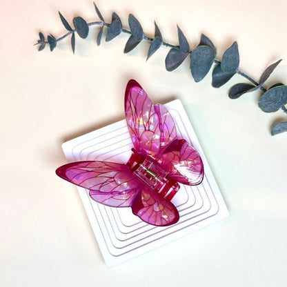 Pink Sea Ice Crystal Butterfly Hair Claw
