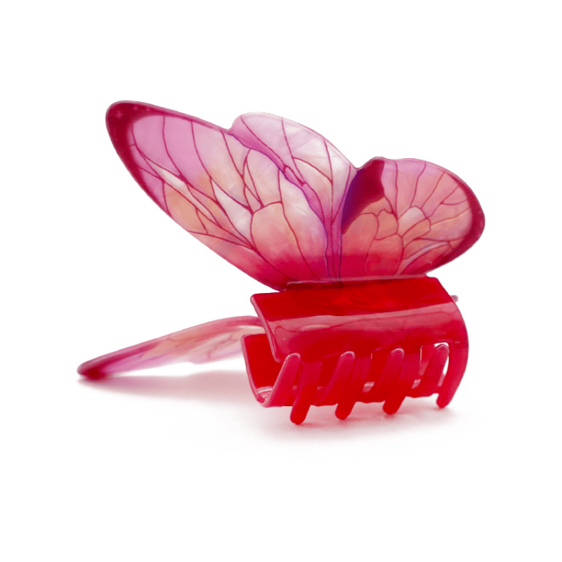 Pink Sea Ice Crystal Butterfly Hair Claw