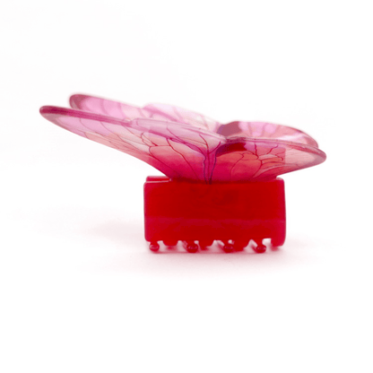 Pink Sea Ice Crystal Butterfly Hair Claw