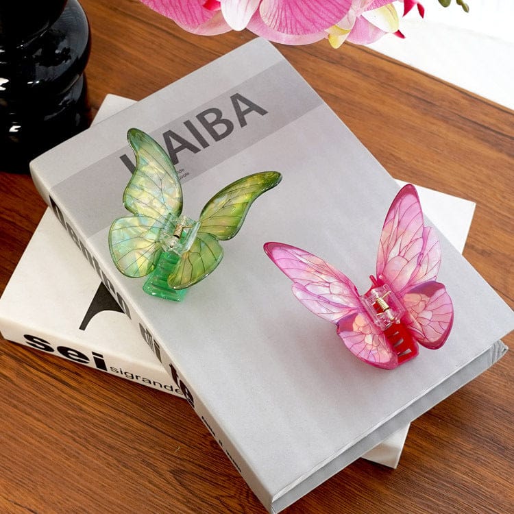 Pink Sea Ice Crystal Butterfly Hair Claw