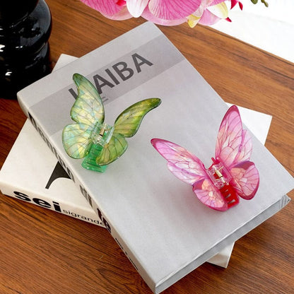 Pink Sea Ice Crystal Butterfly Hair Claw