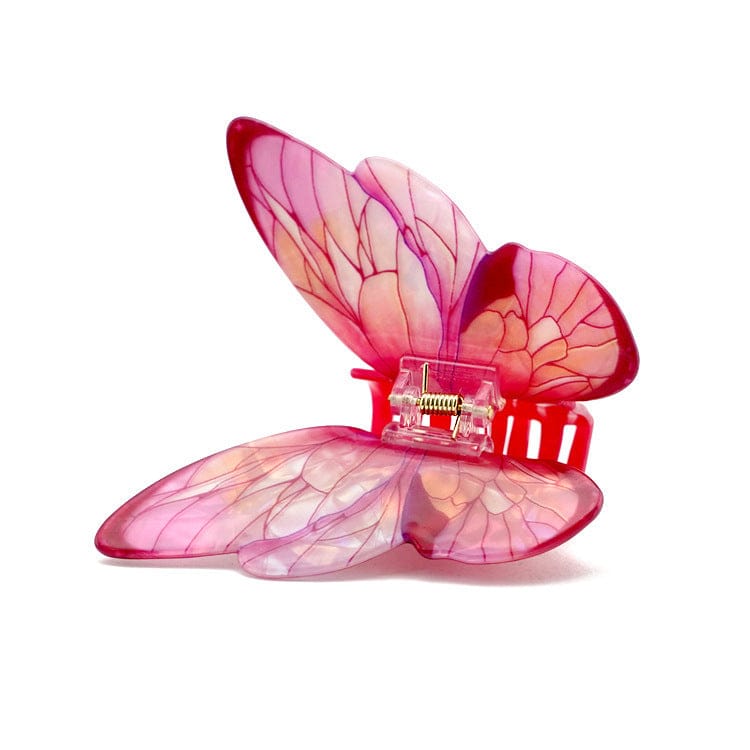 Pink Sea Ice Crystal Butterfly Hair Claw