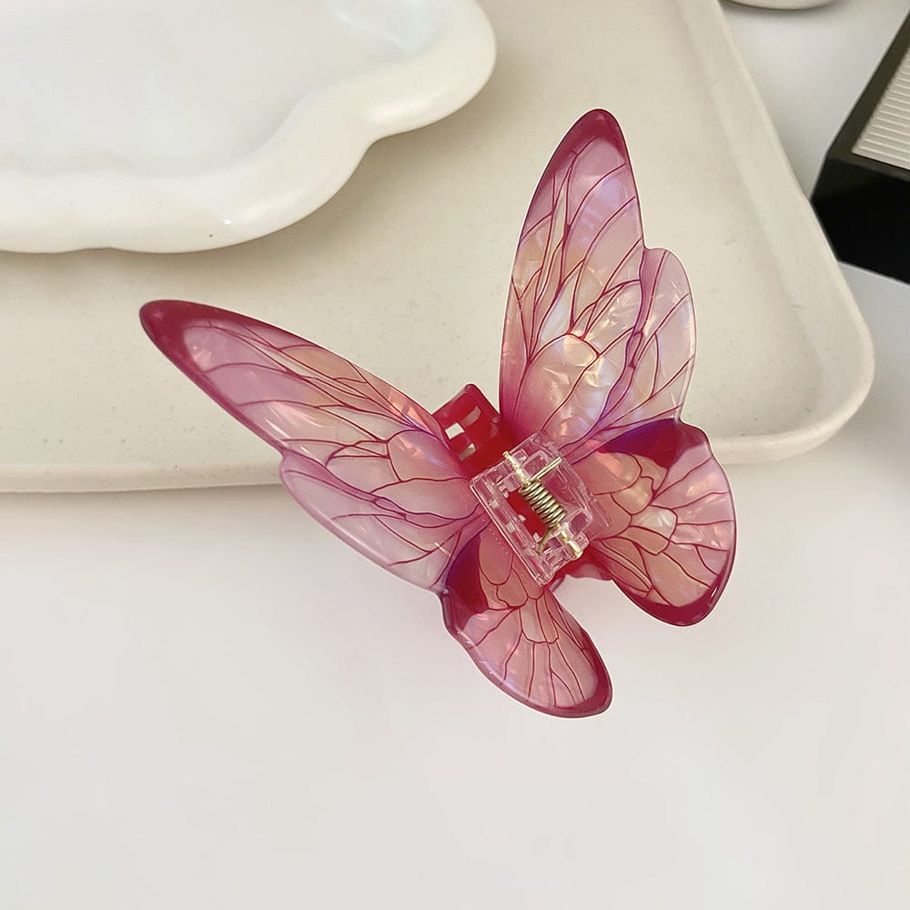 Pink Sea Ice Crystal Butterfly Hair Claw