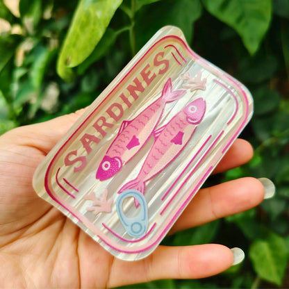 Large Pink Sardine Tin Hair Claw