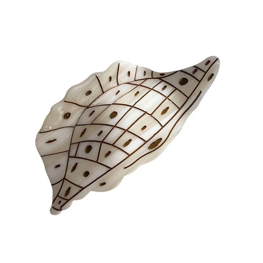 Medium Beige Polka Dot Conch Hair Claw Clip