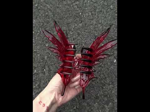 Jumbo Blood Red 3D Printed Gothic Butterfly Wing Hair Claw