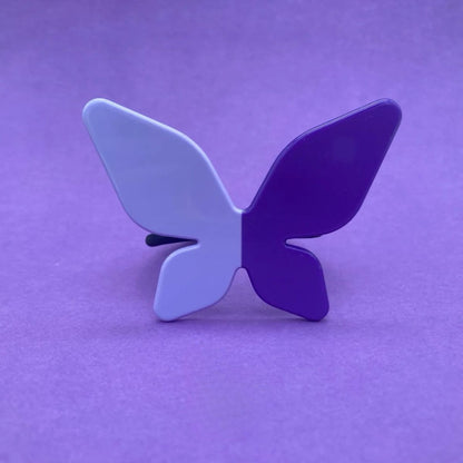 Purple Lavender Two-Tone Geometric Butterfly Hair Tie