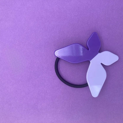 Purple Lavender Two-Tone Geometric Butterfly Hair Tie