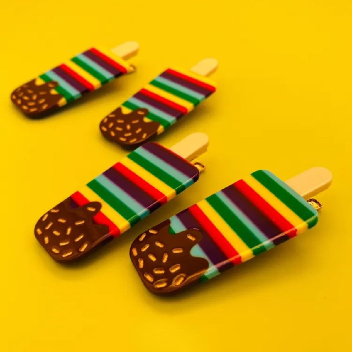 Rainbow Stripes Ice Cream Hair Clip