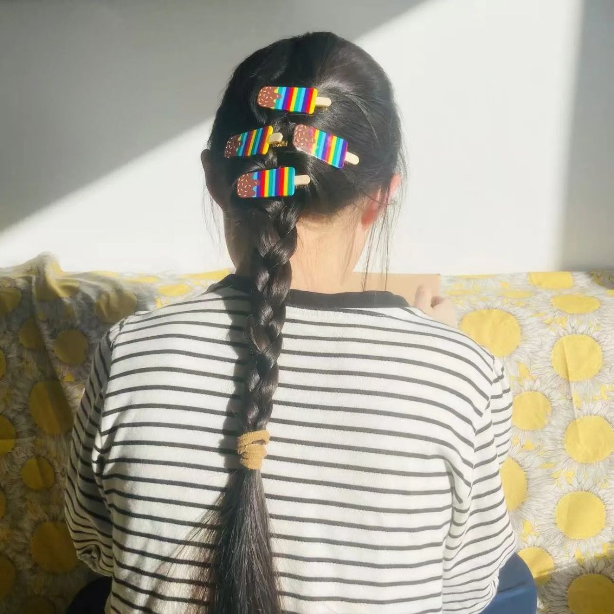 Rainbow Stripes Ice Cream Hair Clip