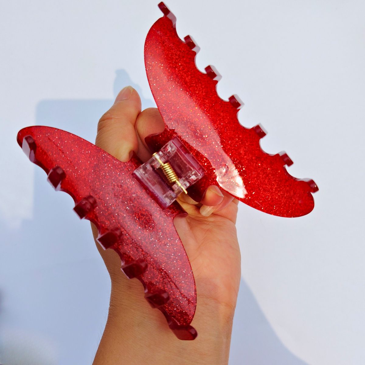Medium Red Glitter  Hair Claw