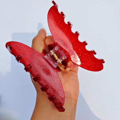Medium Red Glitter  Hair Claw