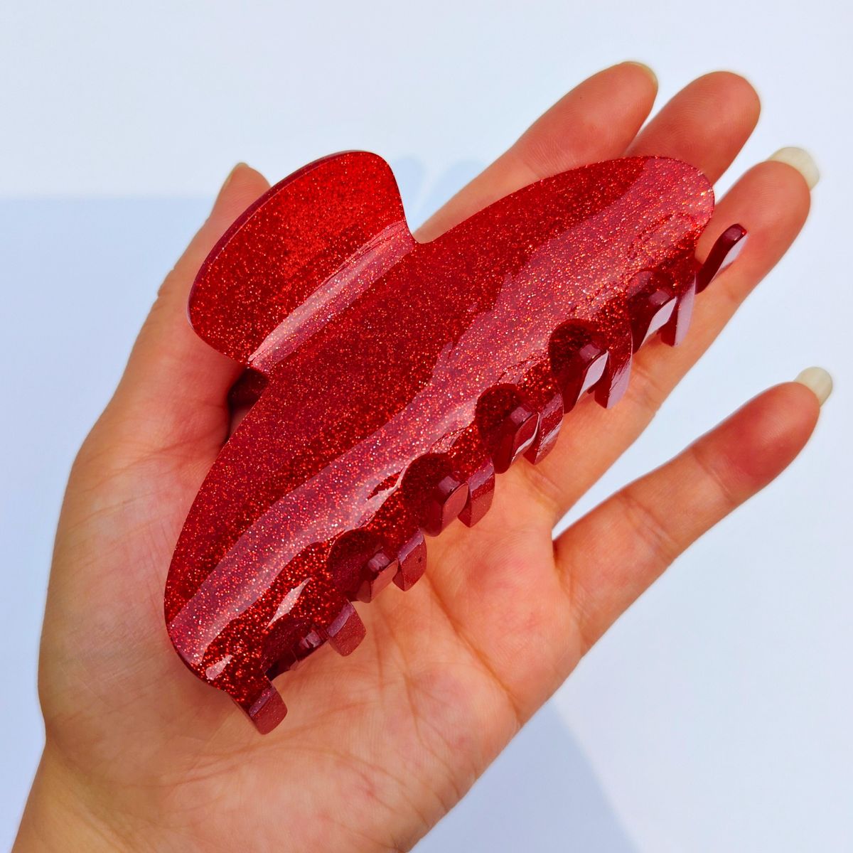 Medium Red Glitter  Hair Claw