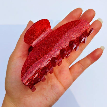 Medium Red Glitter  Hair Claw