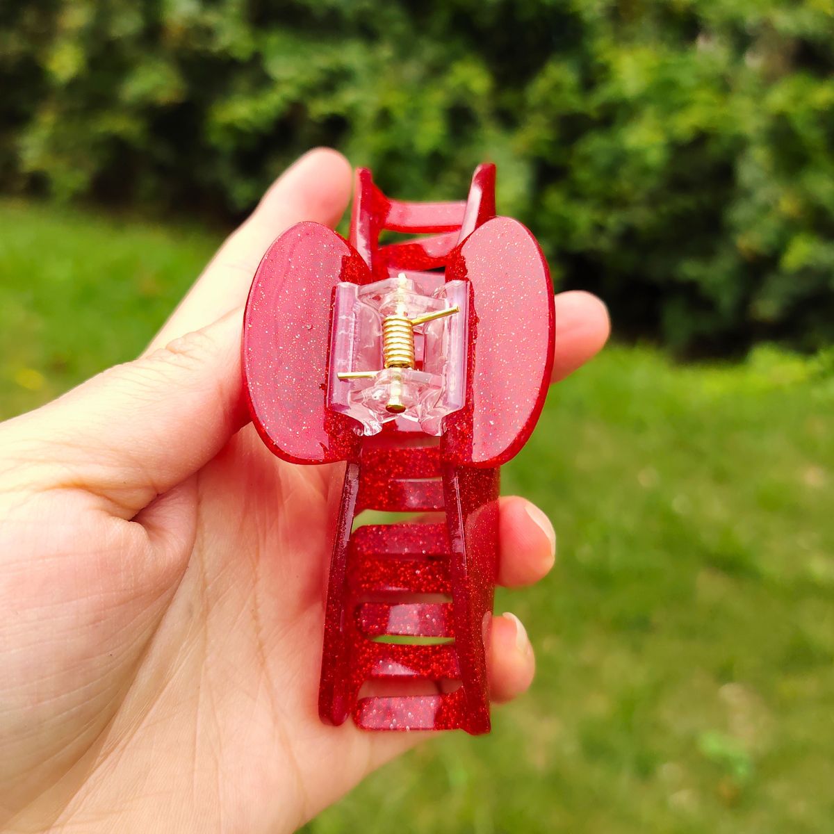 Medium Red Glitter  Hair Claw