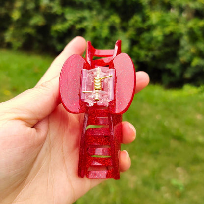 Medium Red Glitter  Hair Claw