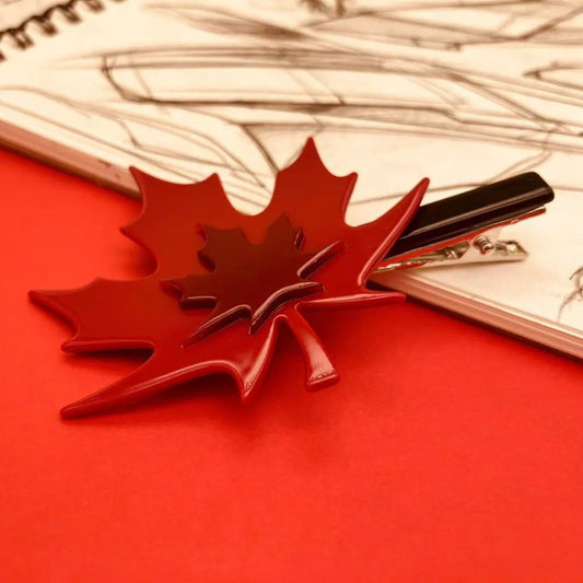 Red Maple Leaf Hair Clip