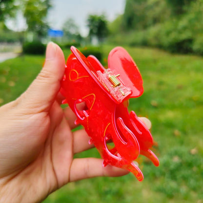 Large Iridescent Red Octopus Hair Claw