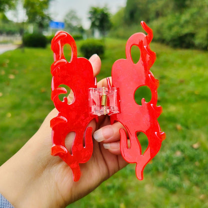 Large Iridescent Red Octopus Hair Claw