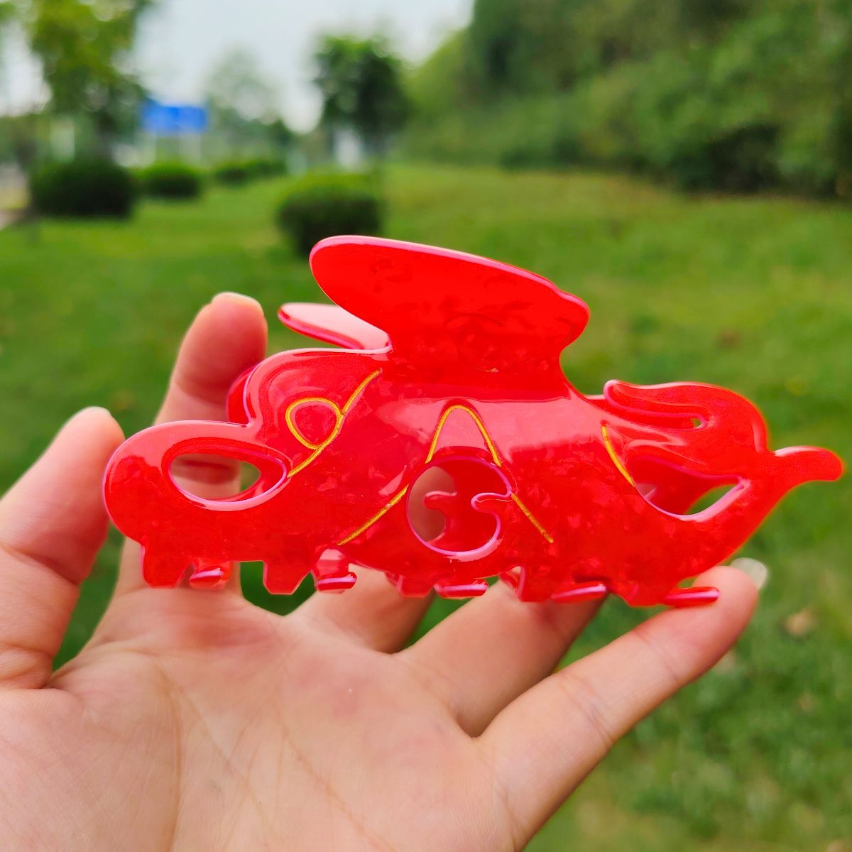 Large Iridescent Red Octopus Hair Claw
