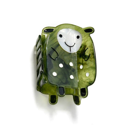 Medium Green Sheep Hair Claw Clip