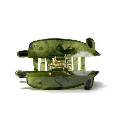 Medium Green Sheep Hair Claw Clip