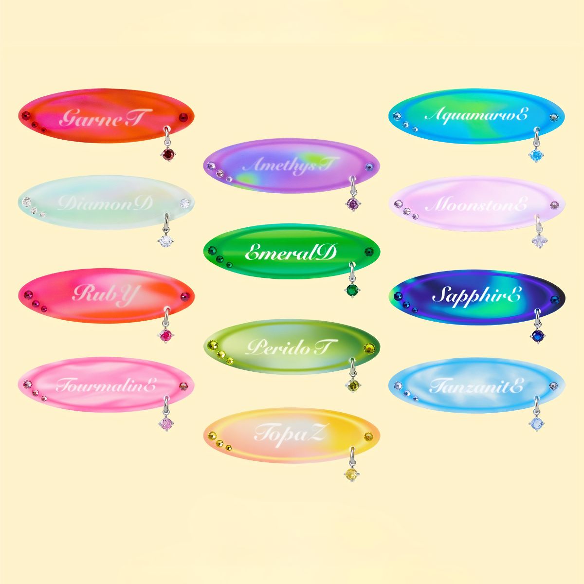 Small Birthday Gemstone Color Hair Clips