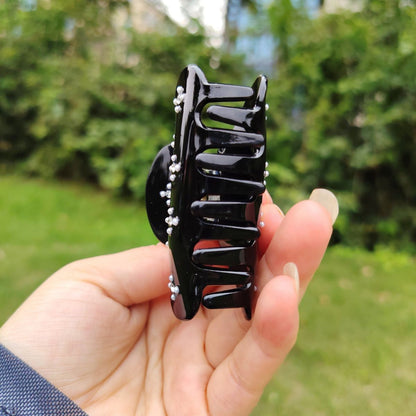 Small Black Pearl Cross Rhinestone Hair Claw