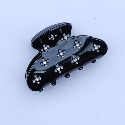 Small Black Pearl Cross Rhinestone Hair Claw