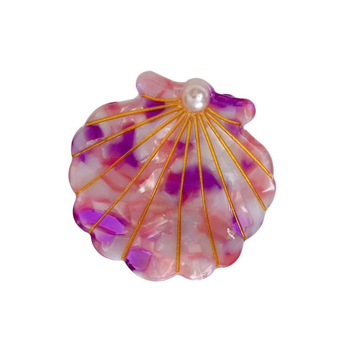 Small Floral Purple Pearl Shell Hair Claw