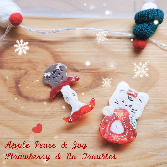 Small Fruit Pet Alligator Hair Clips (Strawberry Cat & Apple Dog)