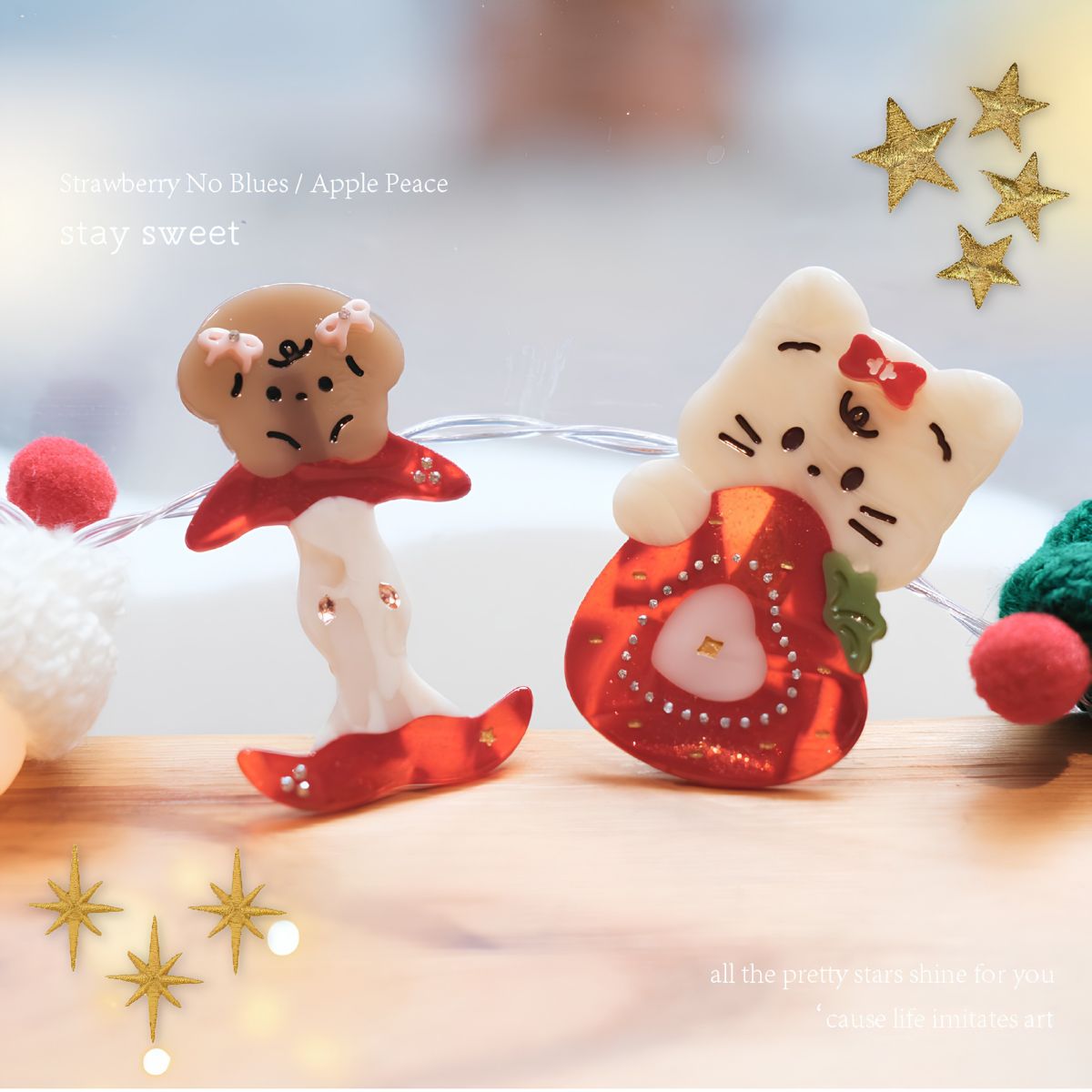 Small Fruit Pet Alligator Hair Clips (Strawberry Cat & Apple Dog)