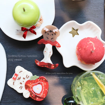 Small Fruit Pet Alligator Hair Clips (Strawberry Cat & Apple Dog)